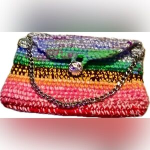 Adoreable Multi-Color Crochet Wristlet Front Button Closure